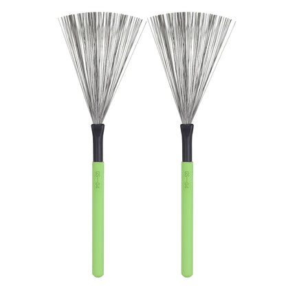 High Carbon Steel Drum Brushes with Maple Wood Handle – 5-Color Durable Percussion Brushes for Cajon, Drums & More