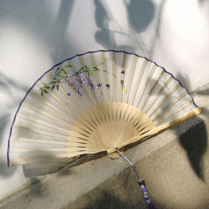 Elegant Suzhou Embroidered Folding Fan - Traditional Ancient Style Handheld Fan