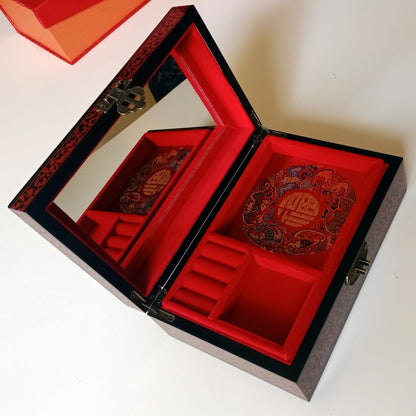 Lacquer Jewelry Box - Wooden Jewelry Organizer with Spacious Drawers, Perfect Gift for Women, Elegant Jewelry Storage Box for Birthday/Anniversary/Housewarming Present