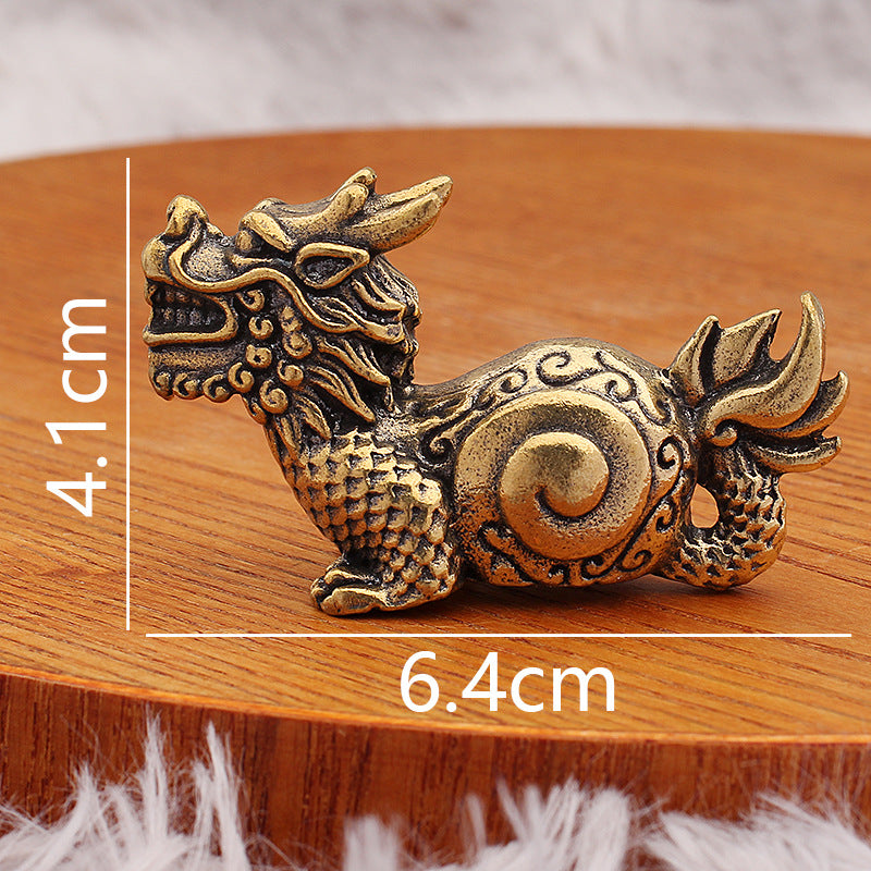 Dragon Nine Sons Brass Sculpture - Wealth-Bringing Decorative Figurine, Handcrafted Brass Art