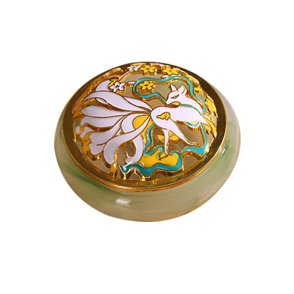 Glass & Jade-style Coil Incense Burner - Agarwood Incense Holder with Pierced Lid