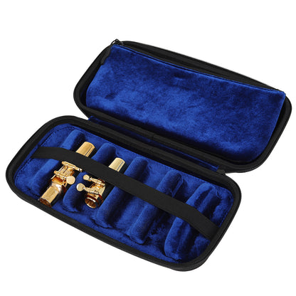 Waterproof Saxophone Mouthpiece Case – Oxford Fabric with Velvet Lining, Adjustable Compartments & Metal Hook (Black)