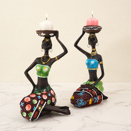 European Style Black Man Candle Holder, Resin Art Craft, Unique Cafe and Bar Decor