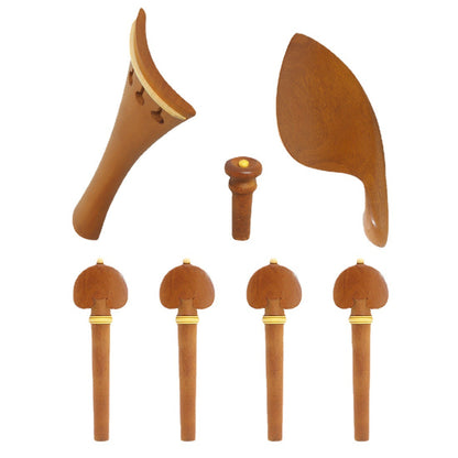 Elegant 4/4 Violin Fittings - Jujube Wood Tailpiece, Pegs, Chin Rest, and Endpin Set