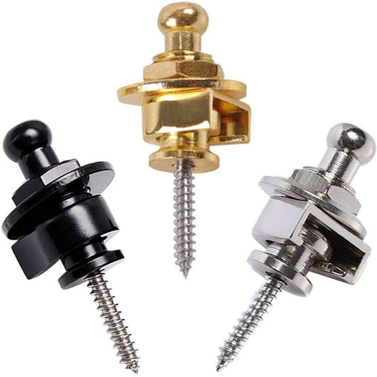 Guitar Strap Lock - Anti-Slip Alloy Strap Button for Acoustic/Electric Guitar (Gold/Silver/Black)