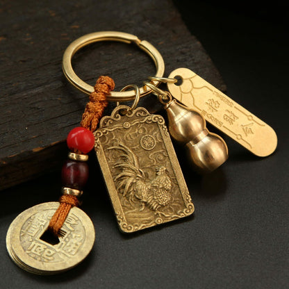 Get Lucky with Our Alloy Wucai God Zodiac Box and Keychain Pendant Set for Wealth and Good Fortune