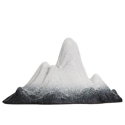 Ceramic Snow Mountain Miniature - Zen Home Decor for Tabletop & Aquarium (Handcrafted Chinese-Style Landscape)