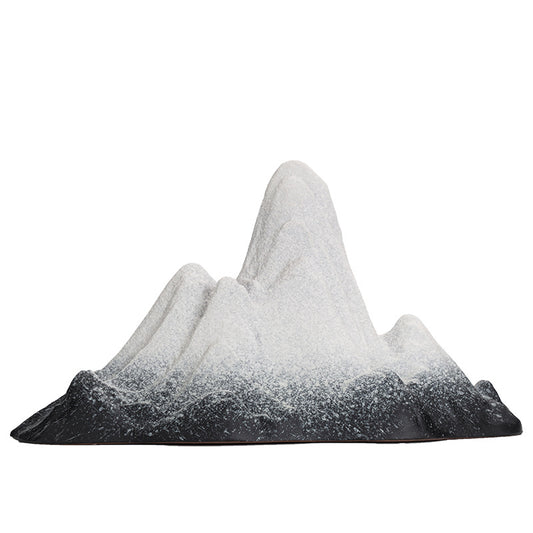 Ceramic Snow Mountain Miniature - Zen Home Decor for Tabletop & Aquarium (Handcrafted Chinese-Style Landscape)