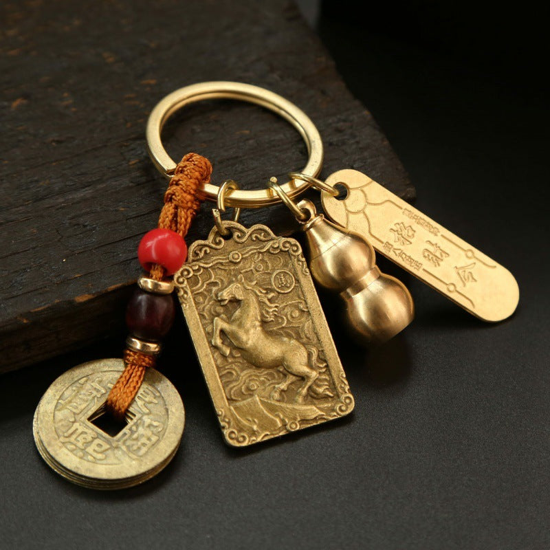 Get Lucky with Our Alloy Wucai God Zodiac Box and Keychain Pendant Set for Wealth and Good Fortune