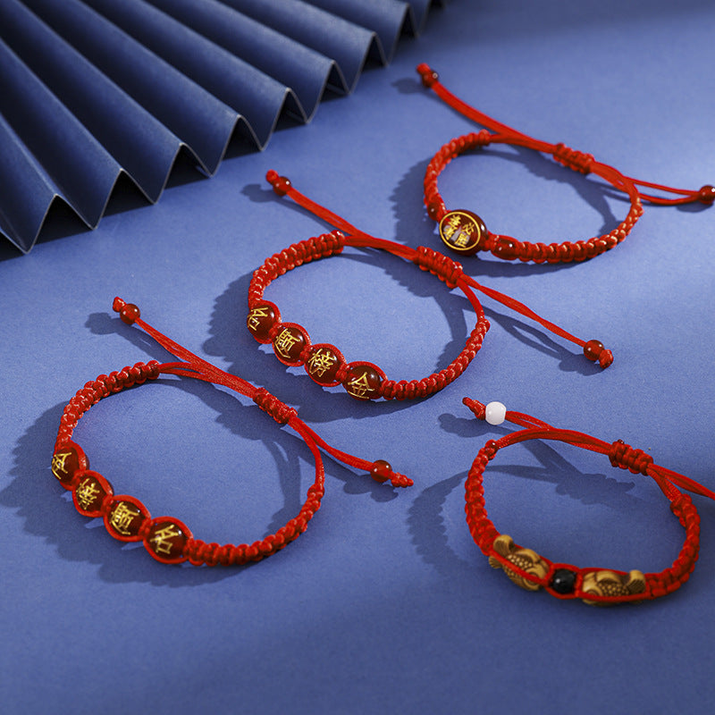 Handwoven Red String Bracelet - Gold List Success Gift for Students