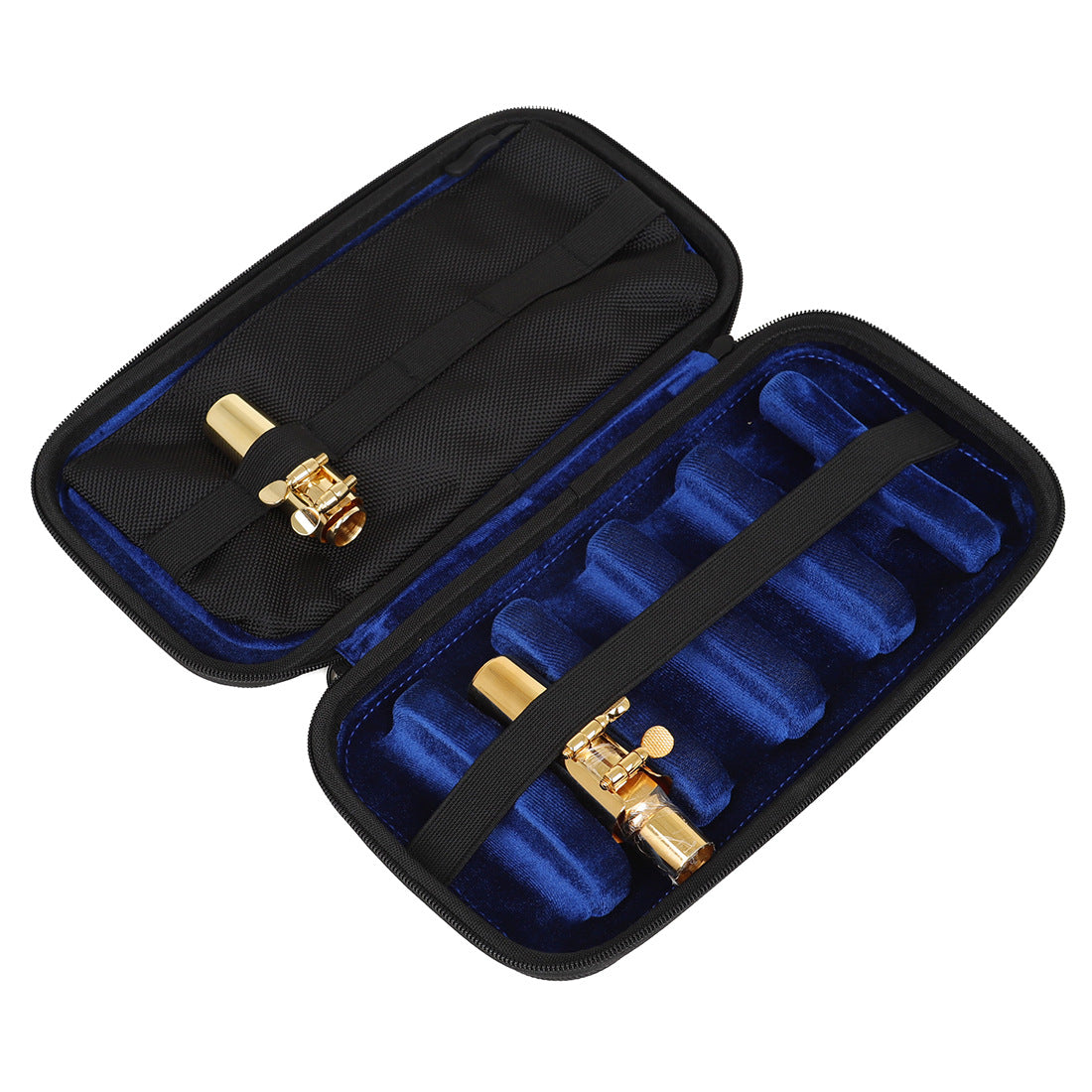 Waterproof Saxophone Mouthpiece Case – Oxford Fabric with Velvet Lining, Adjustable Compartments & Metal Hook (Black)