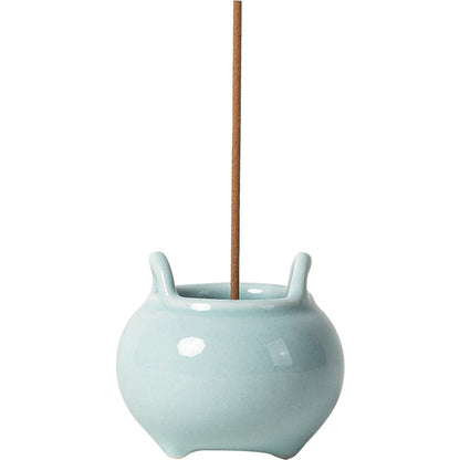 Mini Ceramic Tripod Incense Burner - Compact Zen Incense Holder for Tea Table (5x5x4.3cm, 9-Hole Design)