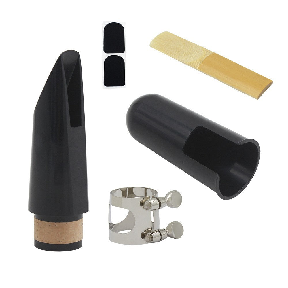 5-Piece Clarinet Accessory Set (Mouthpiece+Cap+Ligature+Bite Pad+Reed) - ABS Black (Beginner to Pro)
