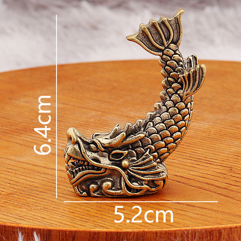 Dragon Nine Sons Brass Sculpture - Wealth-Bringing Decorative Figurine, Handcrafted Brass Art