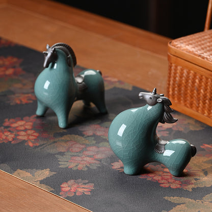 Ceramic Tang Horse Statue - Small Decorative Figurine for Home & Office, Lucky Zodiac Horse Decor