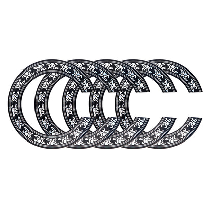 Classical Guitar Soundhole Decals Set (39-inch) - 5-Pack Black PVC Self-Adhesive Rosette Stickers