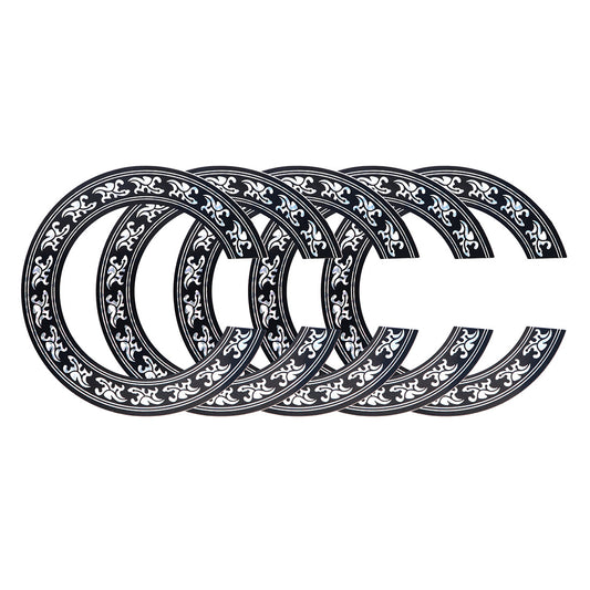 Classical Guitar Soundhole Decals Set (39-inch) - 5-Pack Black PVC Self-Adhesive Rosette Stickers