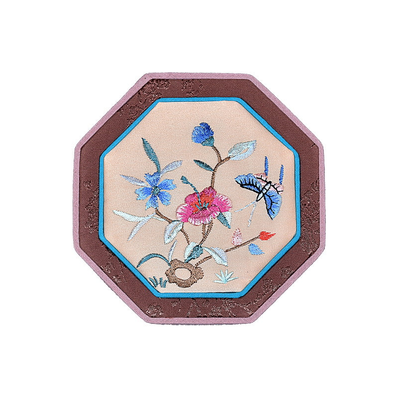 Octagonal Embroidered Jewelry Box – Traditional Chinese Brocade Bracelet & Bangle Storage Case