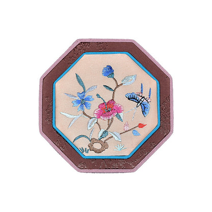 Octagonal Embroidered Jewelry Box – Traditional Chinese Brocade Bracelet & Bangle Storage Case