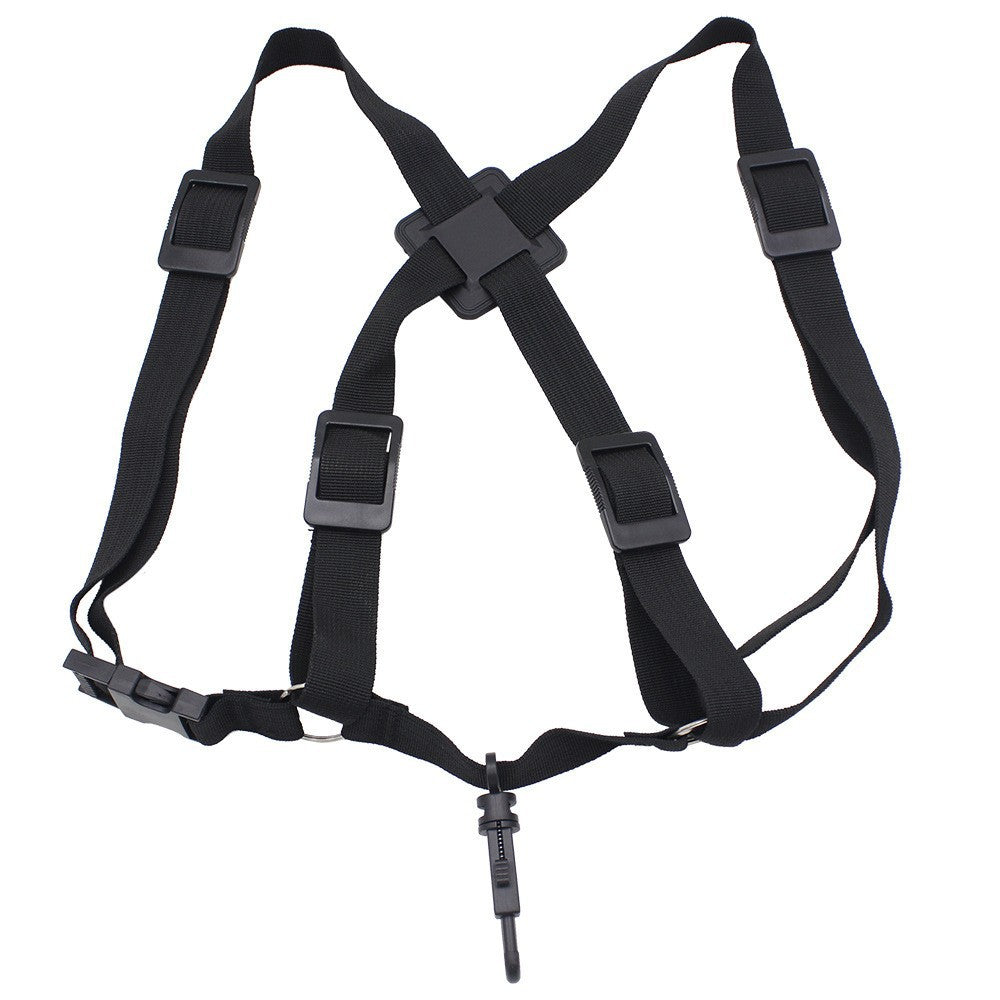 Professional Adjustable Saxophone Harness – Anti-Slip Double Shoulder Strap with Locking Hooks (Black) – Heavy-Duty Oxford Fabric