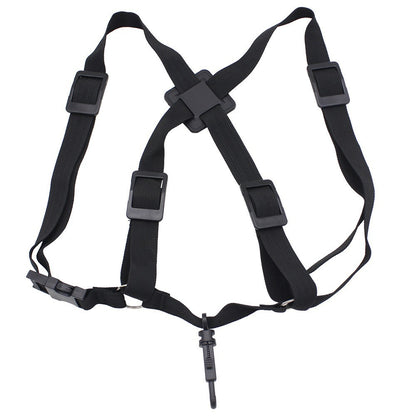 Professional Adjustable Saxophone Harness – Anti-Slip Double Shoulder Strap with Locking Hooks (Black) – Heavy-Duty Oxford Fabric