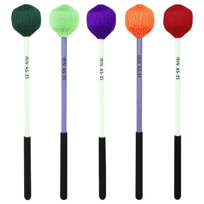 Jumbo Percussion Mallets for Marimba/Chimes – 5-Color Non-Slip Wrapped Mallets with Shock-Absorbing Core