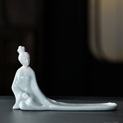 Ceramic Incense Burner with Ash Catcher - Handcrafted Zen Decor for Stick Incense (18.5x5.9x11.9cm)