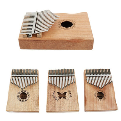 17-Key Kalimba Thumb Piano - Mahogany Wood Body & Mineral Metal Keys