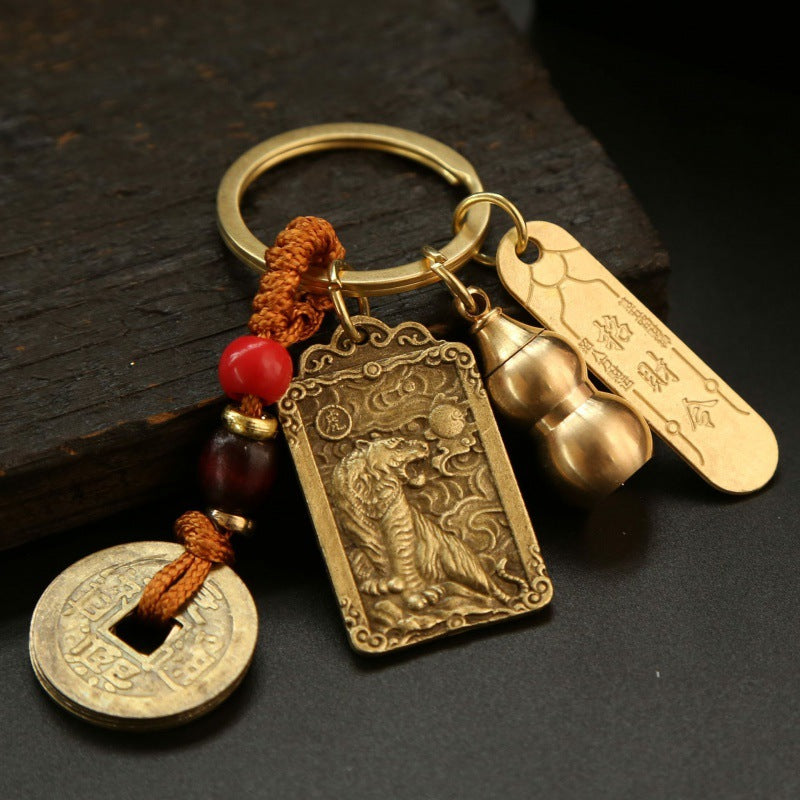 Get Lucky with Our Alloy Wucai God Zodiac Box and Keychain Pendant Set for Wealth and Good Fortune
