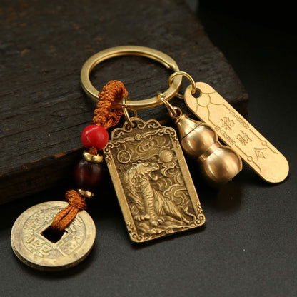 Get Lucky with Our Alloy Wucai God Zodiac Box and Keychain Pendant Set for Wealth and Good Fortune