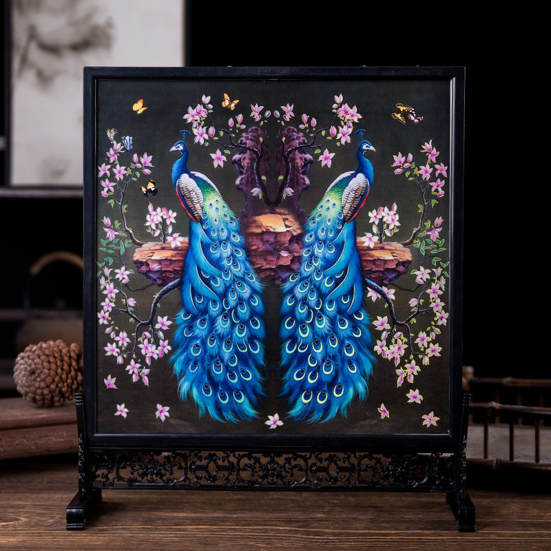 Jingdezhen Porcelain Wall Art - Chinese Famille Rose Ceramic Panel with Frame (36x30cm, 8 Classic Designs)