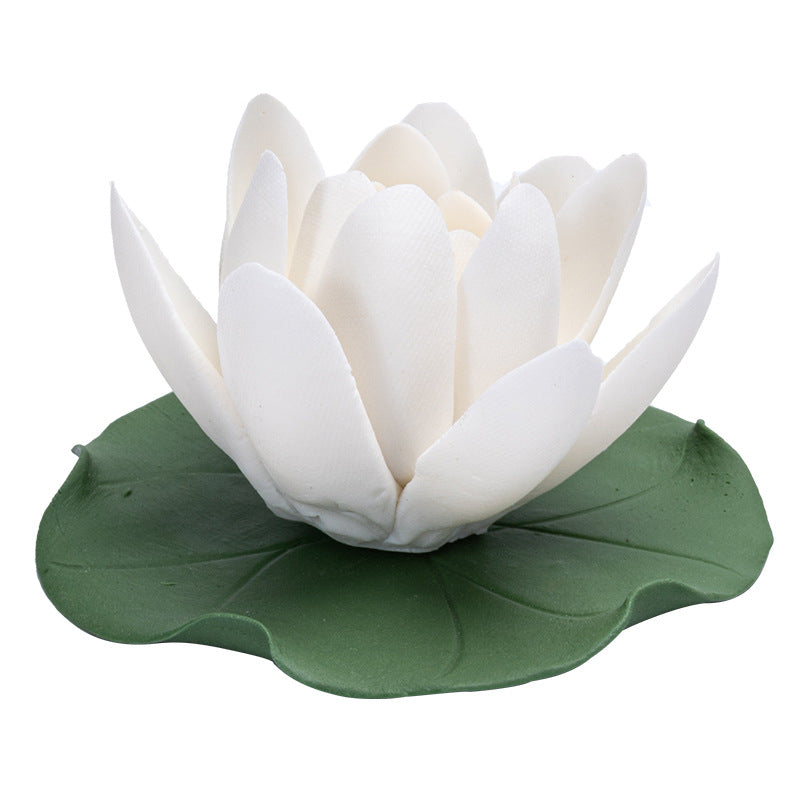Handmade Ceramic Lotus Incense Holder - Detachable Flower & Leaf Design for Easy Cleaning (8x4.5cm, Zen Home Decor)