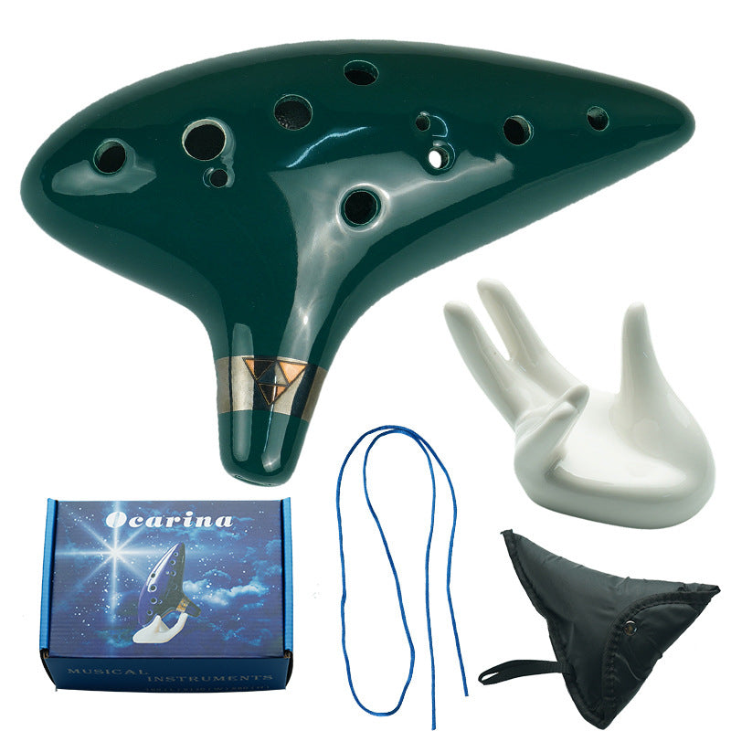 12-Hole Alto C Key Ocarina - 16cm Ocarina with Stand & Accessories (200-210g)