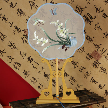 Exquisite Dual-Sided Embroidered Round Fan - Ancient Style Decorative Hand Fan