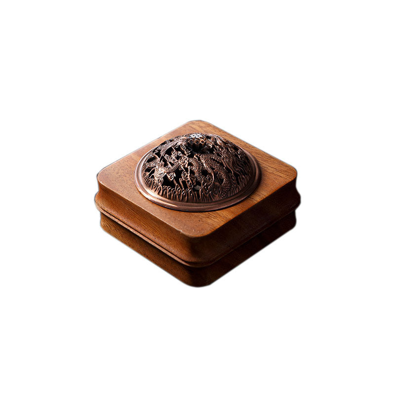 Walnut Wood Incense Burner – Round Shape Natural Wooden Incense Holder for Home & Tea Room