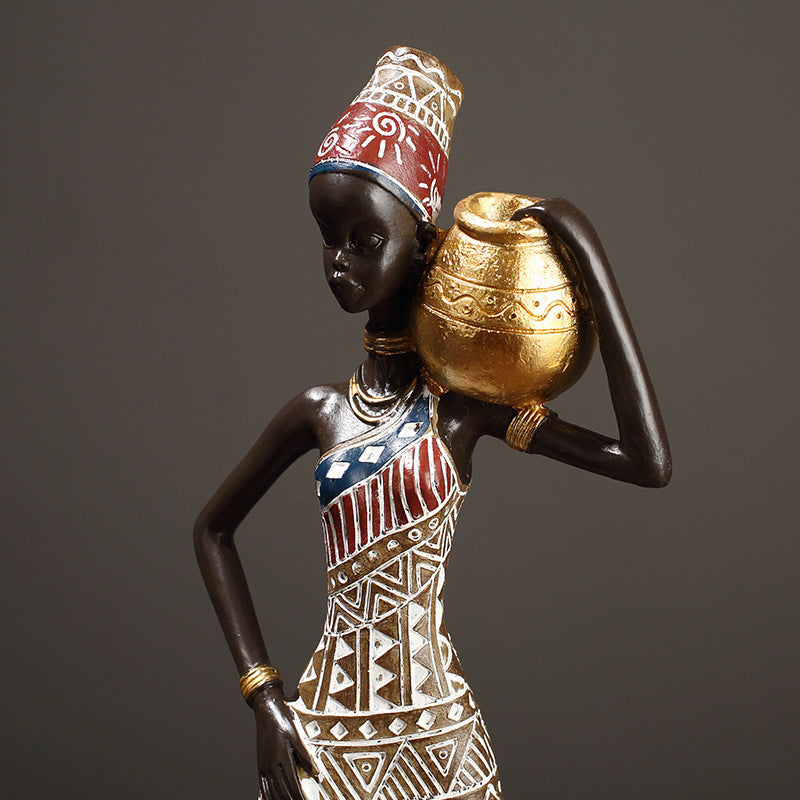 African Art Statue: Graceful Female Sculpture for Home and Office Decoration