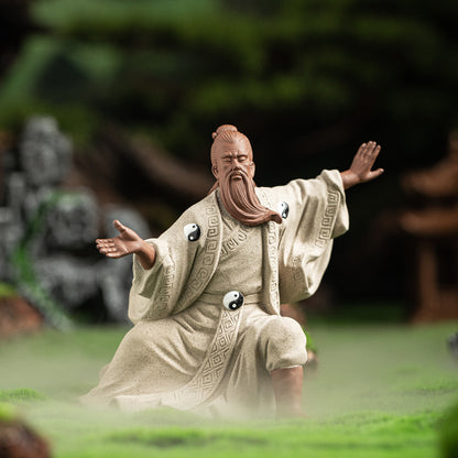 Ceramic Zhang Sanfeng Statue - Taoist Master Figurine with Horsetail Whisk, Kung Fu & Tai Chi Decor