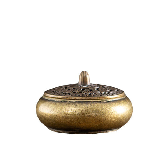 Vintage Brass Aromatherapy Incense Burner – Five Blessings Fingertip Style with Incense Plate for Indoor Use