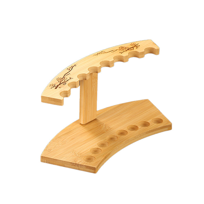 Natural Phoebe Bamboo Incense Tube Holder - Display Rack for Stick Incense with Carved Decoration