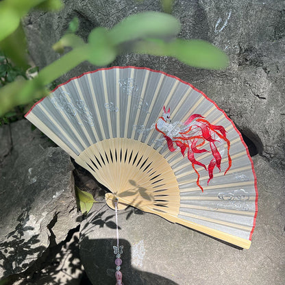 Elegant Suzhou Embroidered Folding Fan - Traditional Ancient Style Handheld Fan
