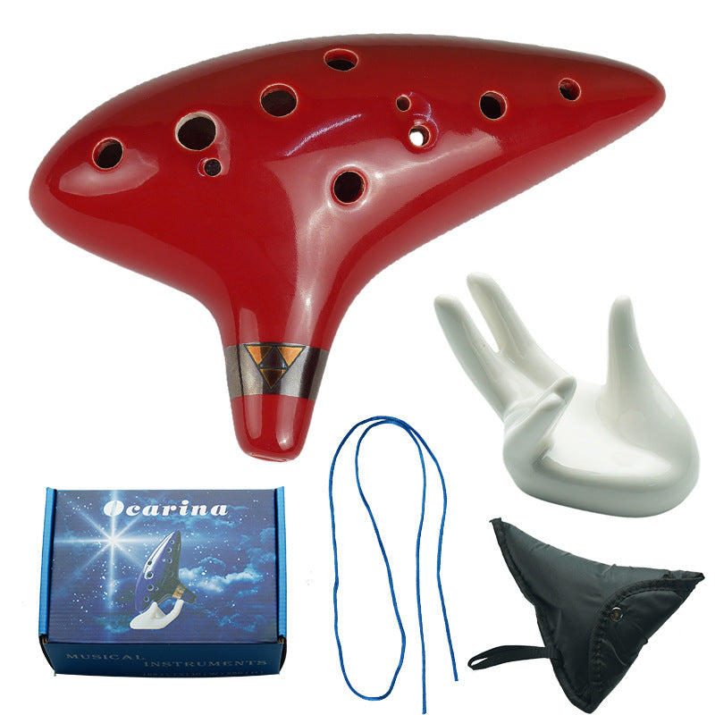 12-Hole Alto C Key Ocarina - 16cm Ocarina with Stand & Accessories (200-210g)