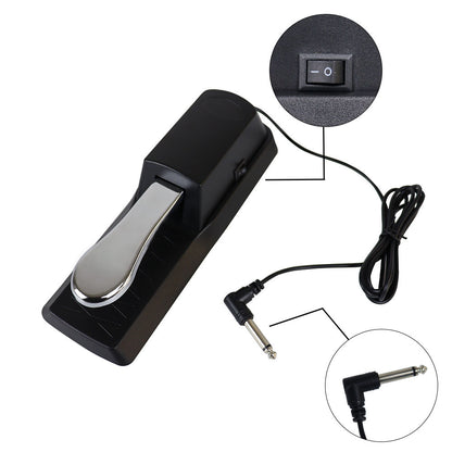 Universal Metal Sustain Pedal for Digital Pianos/Keyboards - Noise-Free with Non-Slip Base (7.5x23x6cm, 400g)