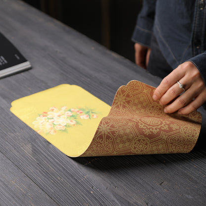 Silk Tea Ceremony Mat - Double-Sided Waterproof Tea Tray (45x15cm, Mulberry Silk with Non-Slip Base)