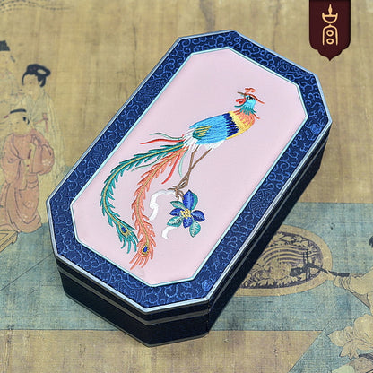 High-End Octagonal Embroidered Jewelry Box – Elegant Handcrafted Jewelry Tray