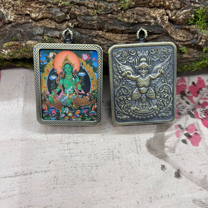 Nepalese Thangka Ghau Box Pendant with Hanging Cord – Handcrafted Sacred Amulet