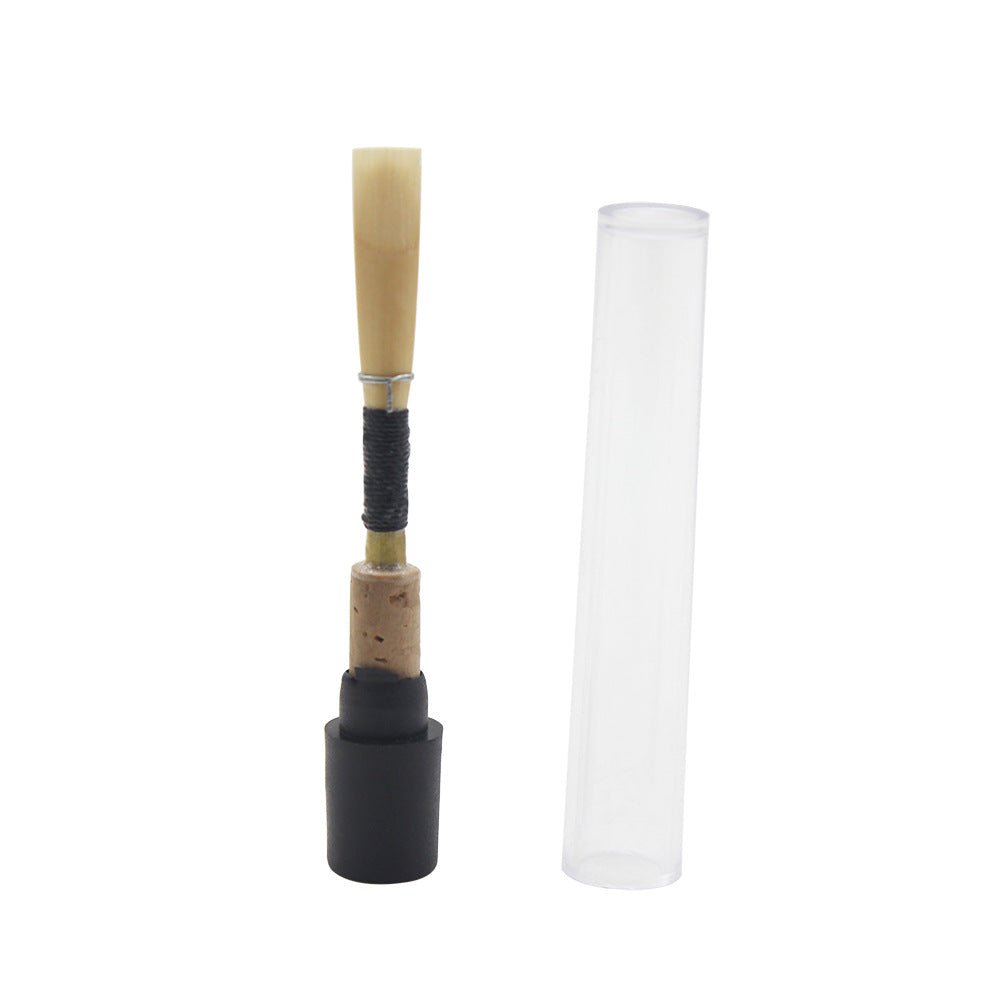 Handmade Oboe Reed with Cork & Plastic Case – Natural Cane Reed, Red/Black Thread (Professional Oboe Accessories)