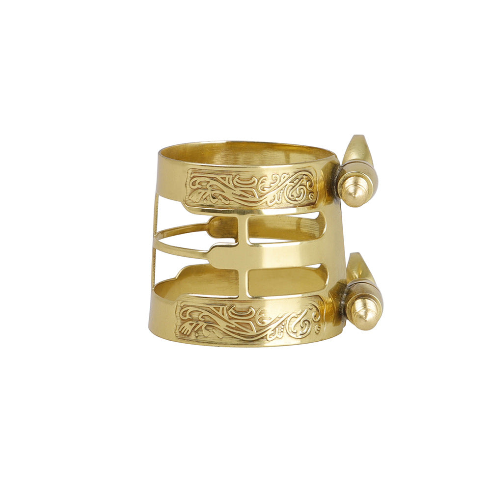 Saxophone Ligature & Cap Set – Engraved Brass Mouthpiece Accessories for Alto/Tenor Sax