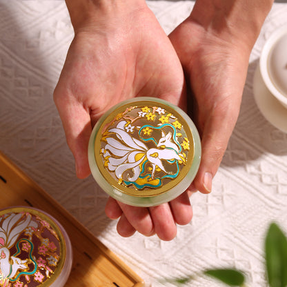 Glass & Jade-style Coil Incense Burner - Agarwood Incense Holder with Pierced Lid