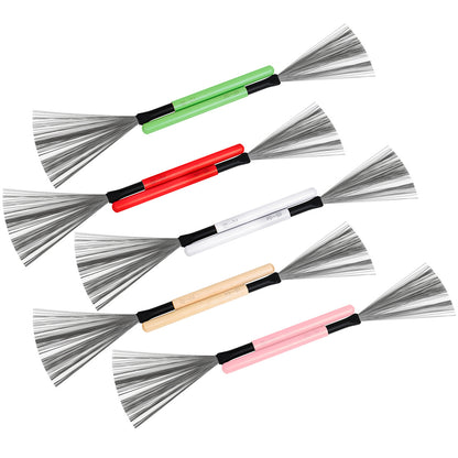High Carbon Steel Drum Brushes with Maple Wood Handle – 5-Color Durable Percussion Brushes for Cajon, Drums & More
