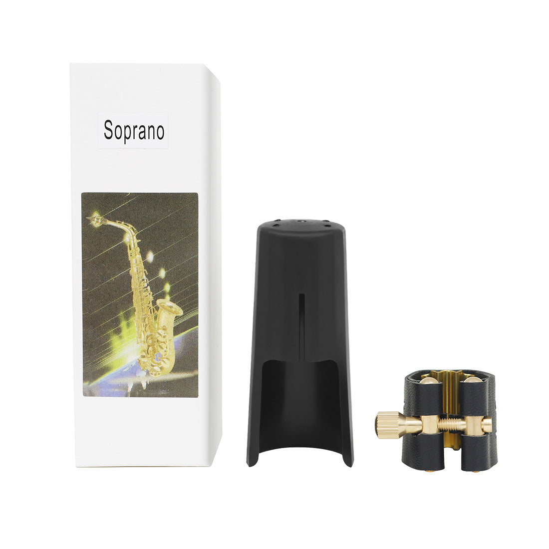 Professional Soprano Saxophone Mouthpiece Kit - Ligature, Cap & Protective Case (Sax Accessories for Alto/Tenor Compatibility)